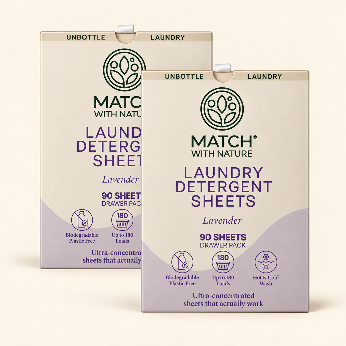 Two Match with Nature Lavender Drawer Packs (2 × 90 sheets)