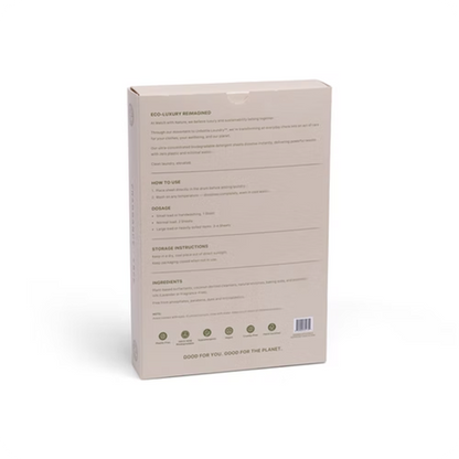 Beige product packaging with text and icons on a white background