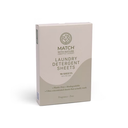 Box of Match with Nature laundry detergent sheets on a white background