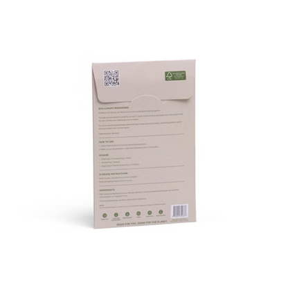 Beige envelope with a QR code and recycling symbol on a white background
