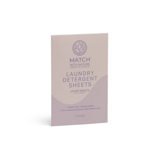 Package of Match with Nature laundry detergent sheets on a white background