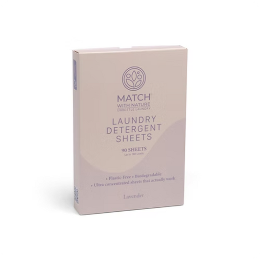Box of Match with Nature laundry detergent sheets on a white background