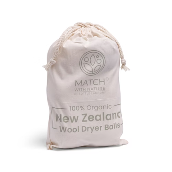 New Zealand wool dryer balls on a white background.
