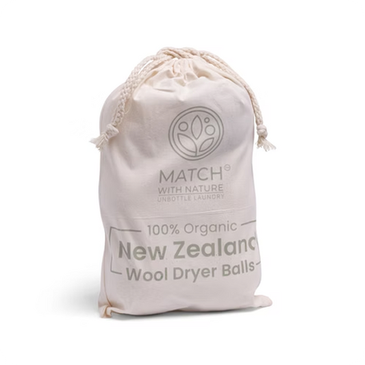 New Zealand wool dryer balls on a white background.