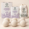 Lavender Complete Unbottled Laundry Bundle: 90-sheet Drawer Pack, 10-sheet Travel Pack and 6 New Zealand wool dryer balls