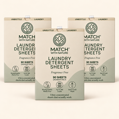 Three Match with Nature Fragrance Free Drawer Packs (3 × 90 sheets)
