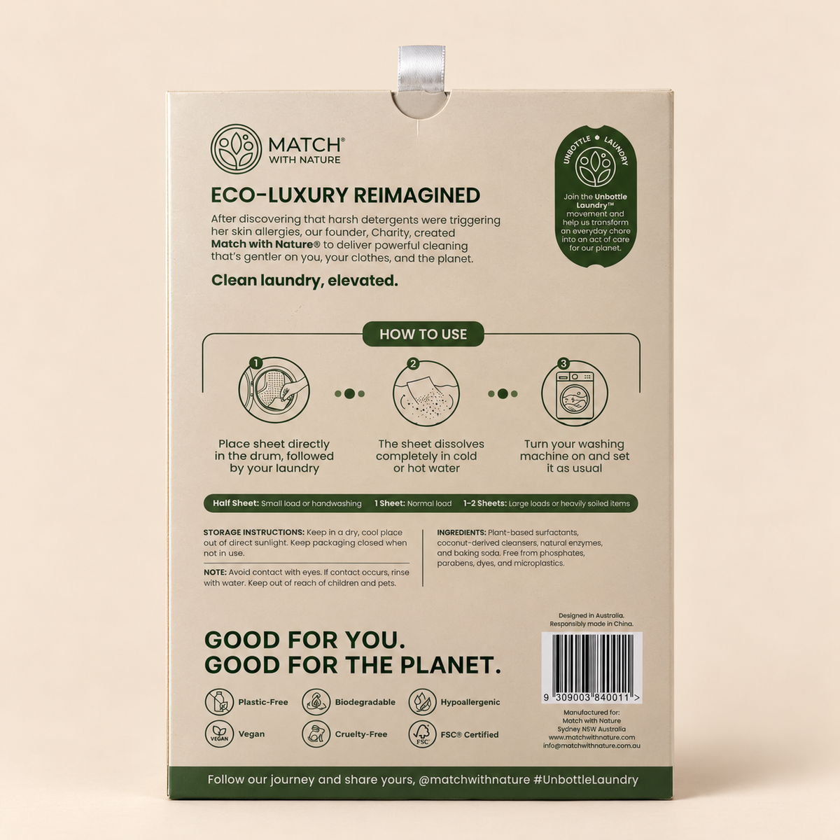 Back of the Fragrance Free Drawer Pack