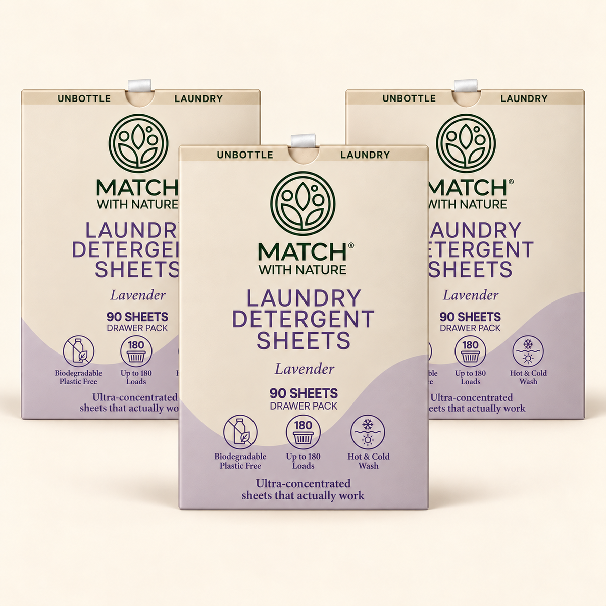 Three Match with Nature Lavender Drawer Packs (3 × 90 sheets)