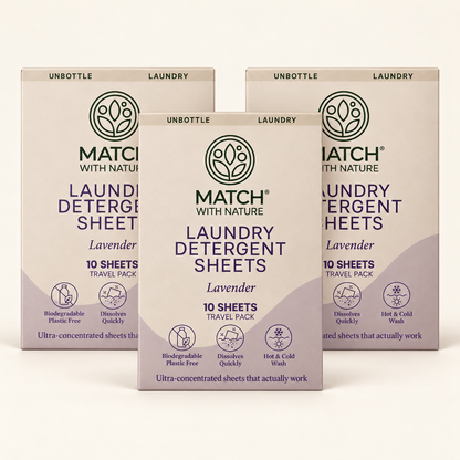 Three Match with Nature Lavender Travel Packs (3 × 10 sheets)