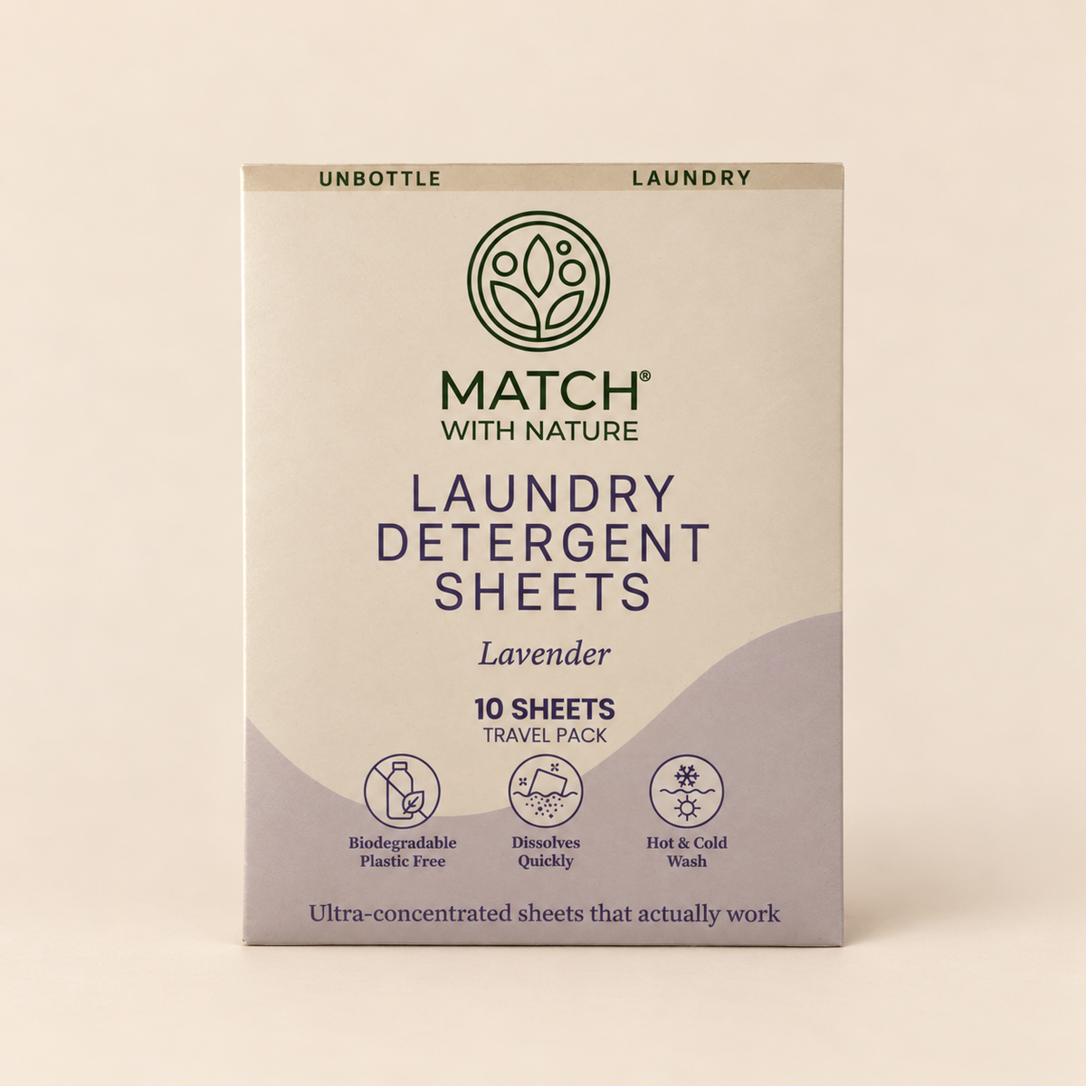 Match with Nature Laundry Detergent Sheets, Lavender, 10-sheet Travel Pack