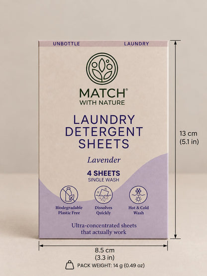 Match with Nature Lavender single-wash laundry sheet envelope, front
