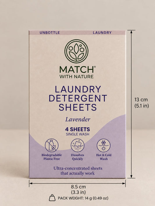 Match with Nature Lavender single-wash laundry sheet envelope, front