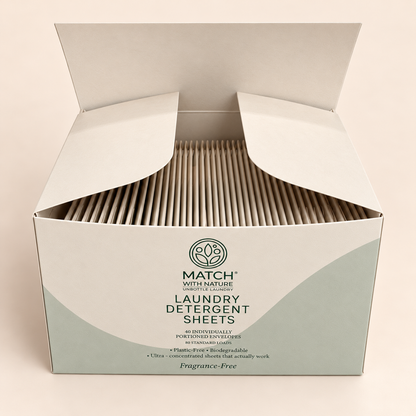 An open box of 40 Fragrance Free Single-Wash envelopes