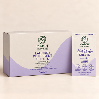 Lavender Single-Wash Laundry Sheets: a box of 40 envelopes